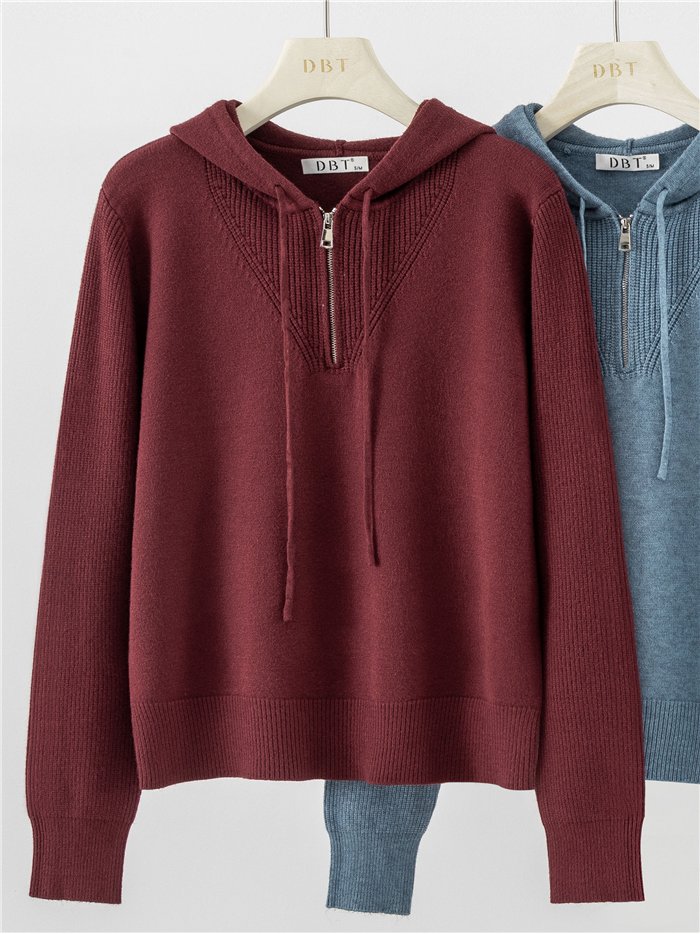 Jersey de punto capucha y cremallera