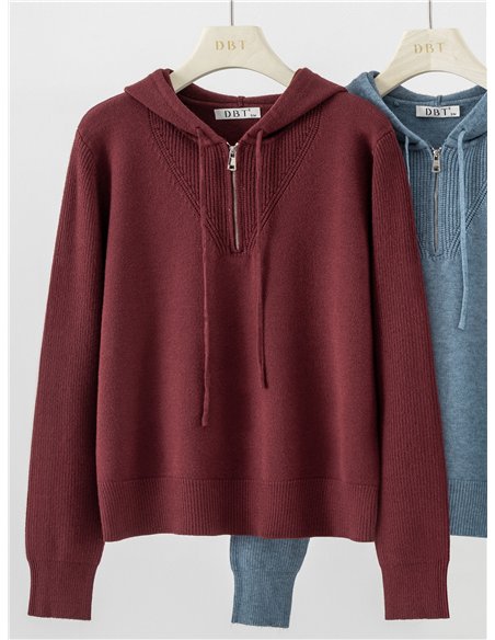 Jersey de punto capucha y cremallera