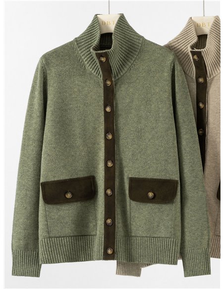 Cárdigan de punto detalles a contraste