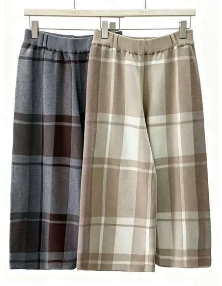 Calças culote de malha xadrez