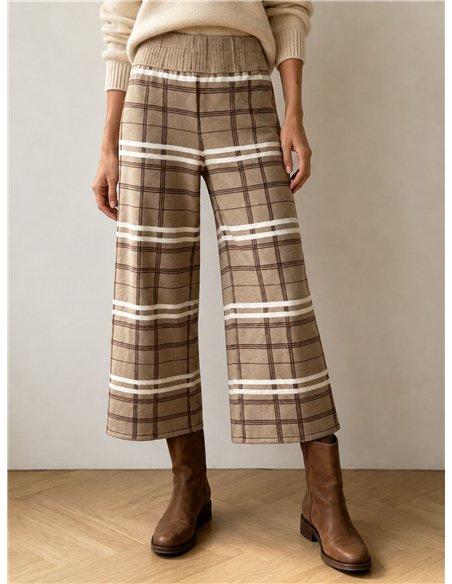 Pantaloni culotte a maglia a quadri
