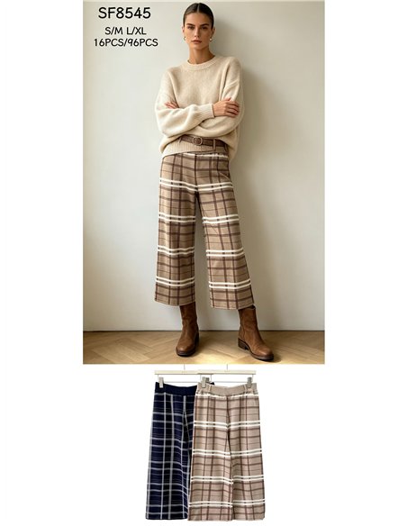 Pantaloni culotte a maglia a quadri