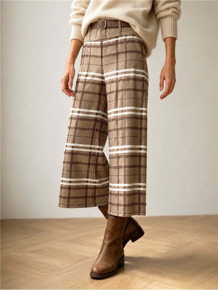 Pantaloni culotte a maglia a quadri