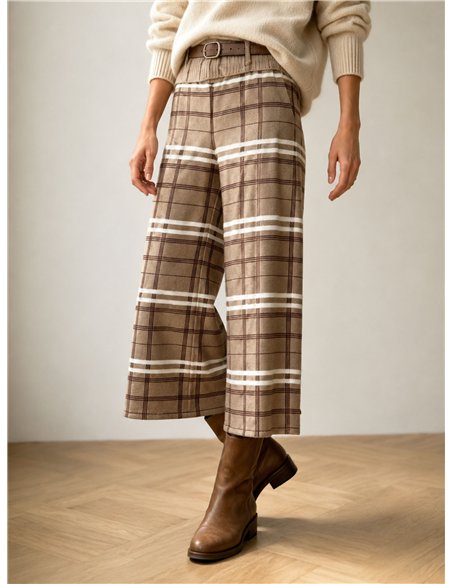 Pantaloni culotte a maglia a quadri