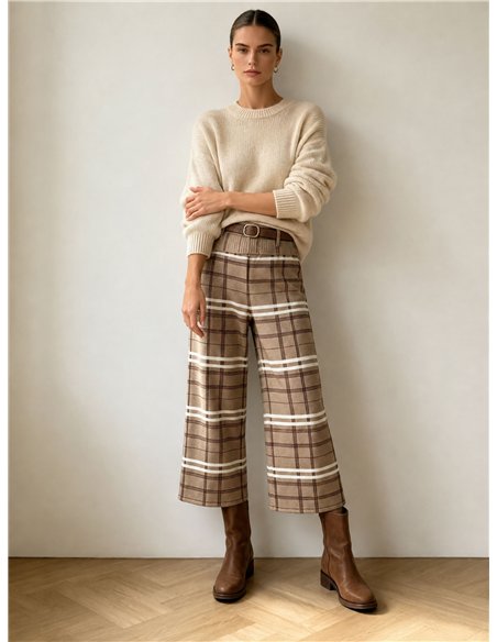 Pantaloni culotte a maglia a quadri