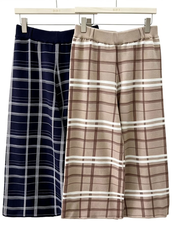 Pantaloni culotte a maglia a quadri