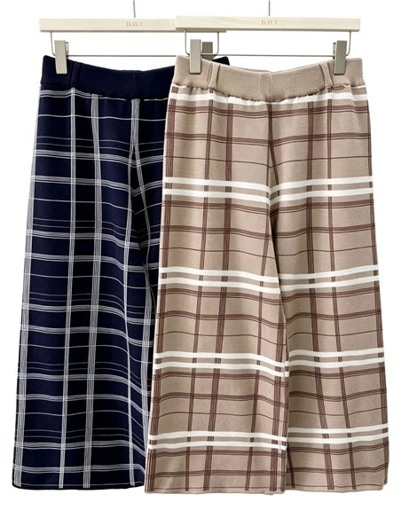 Pantaloni culotte a maglia a quadri