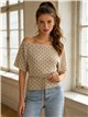 Polka dot boat-neck knit top