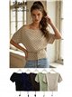 Polka dot boat-neck knit top
