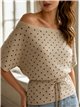 Polka dot boat-neck knit top