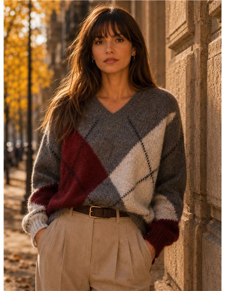 Jersey de rombos cuello pico