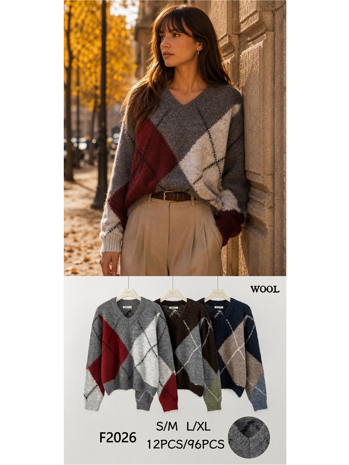 Jersey de rombos cuello pico