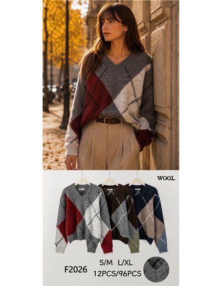 Jersey de rombos cuello pico
