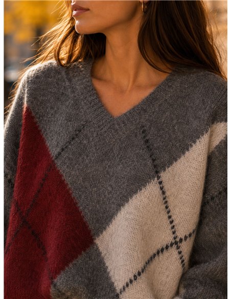 Jersey de rombos cuello pico