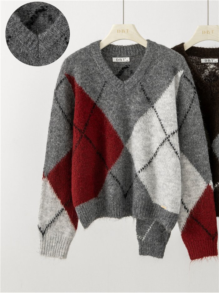 Jersey de rombos cuello pico