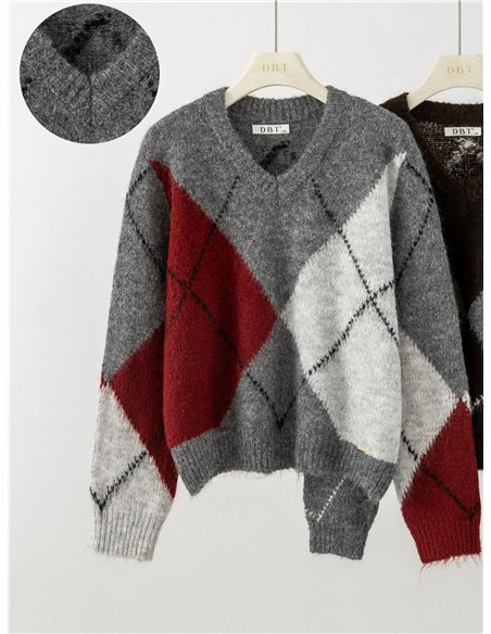 Jersey de rombos cuello pico
