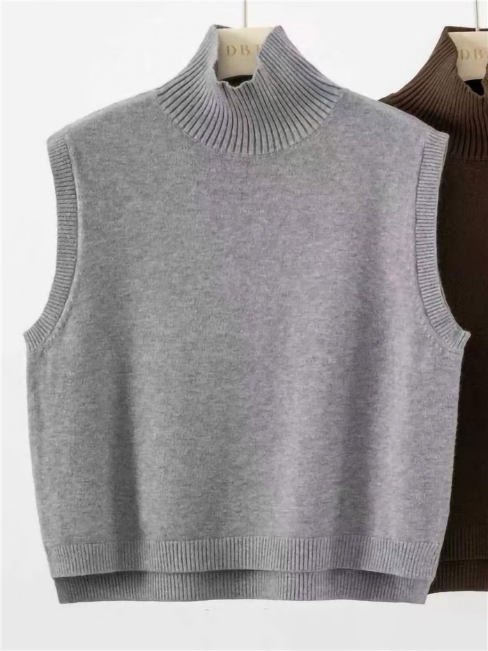 Chaleco de punto cuello alto