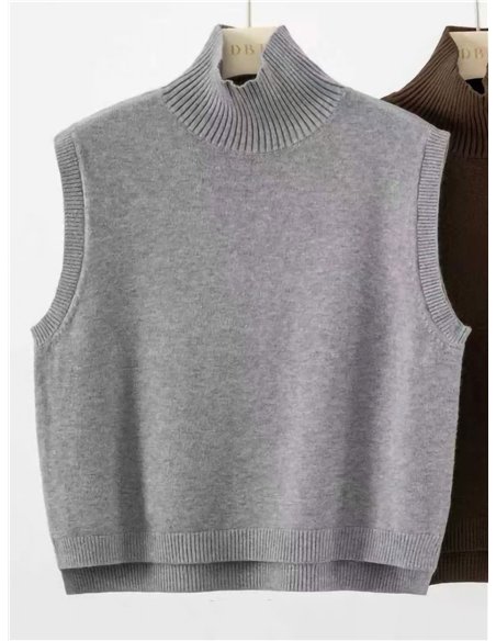 Chaleco de punto cuello alto