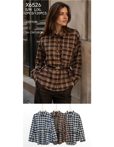 Camisa cuadros cinturón