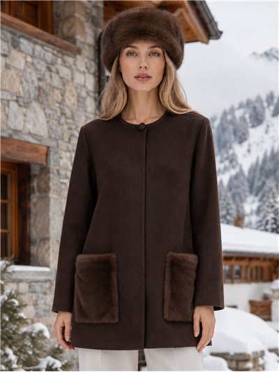 Cardigan con tasche in pelliccia