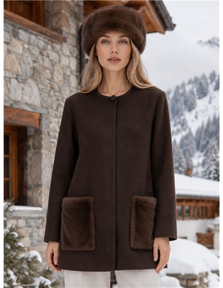 Cardigan con tasche in pelliccia