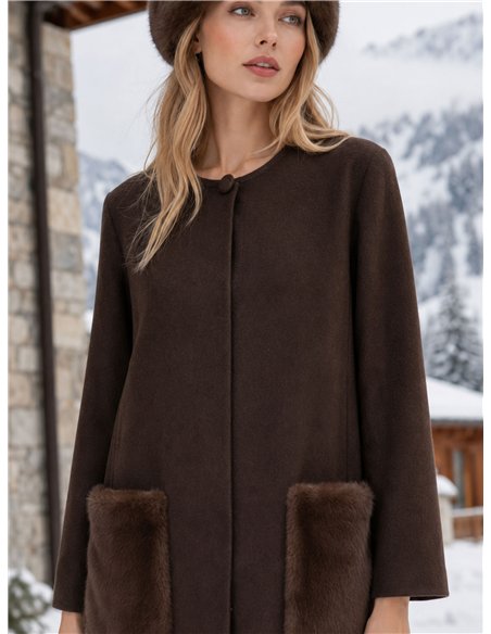 Cardigan con tasche in pelliccia