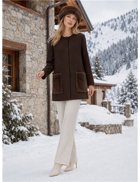 Cardigan con tasche in pelliccia