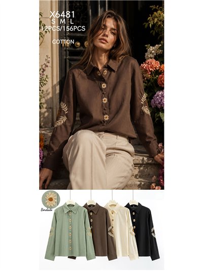 Camisa de algodón bordados florales 2