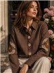 Camisa de algodón bordados florales
