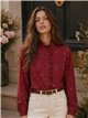 Ruffle heart embroidered cotton blouse