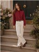 Ruffle heart embroidered cotton blouse