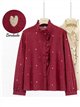 Ruffle heart embroidered cotton blouse
