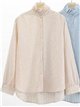 Blusa listrada com gola franzida