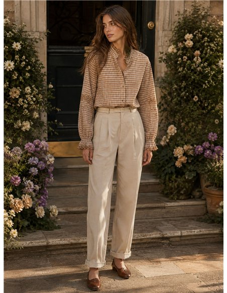 Blusa cuadros bordados