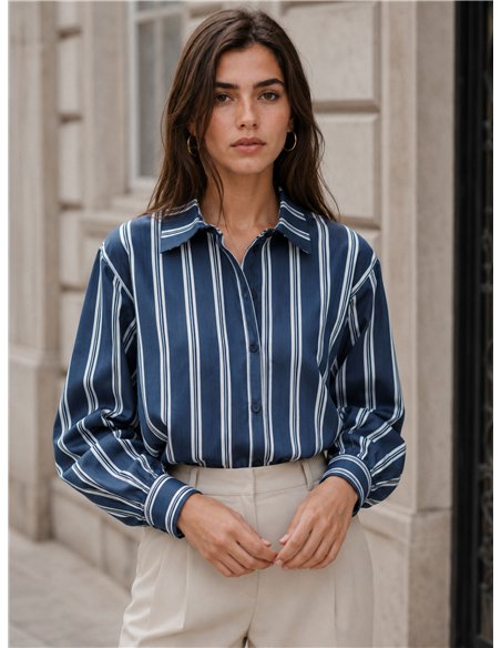 Camisa de rayas bajo fruncido