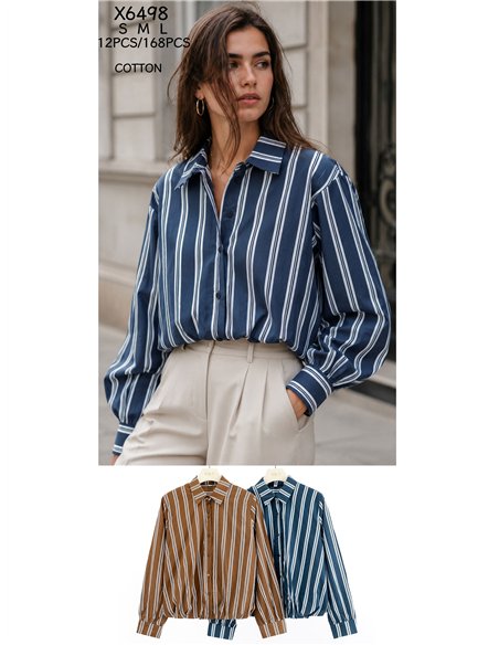 Camisa de rayas bajo fruncido
