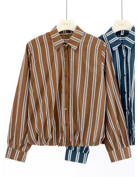 Camisa de rayas bajo fruncido