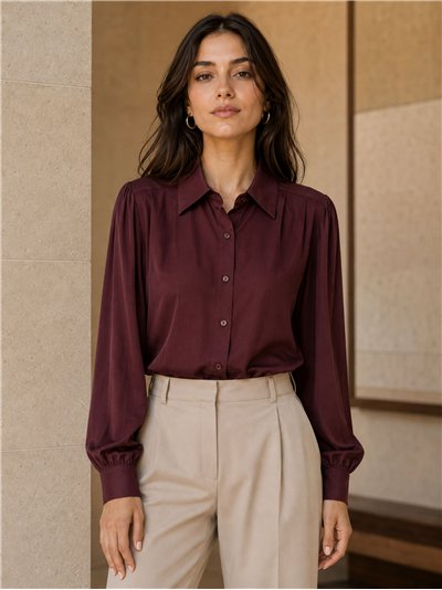 Camisa efecto seda manga abullonada