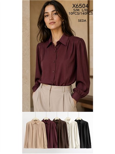 Camisa efecto seda manga abullonada 2