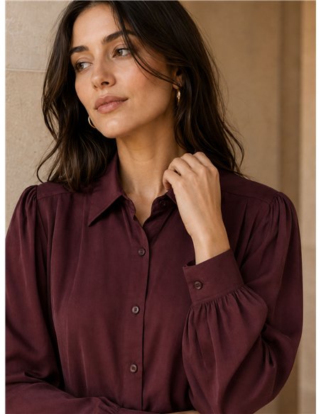 Camisa efecto seda manga abullonada