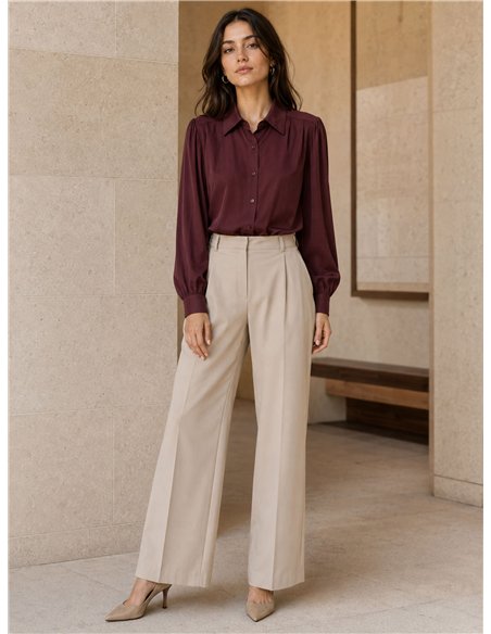 Camisa efecto seda manga abullonada
