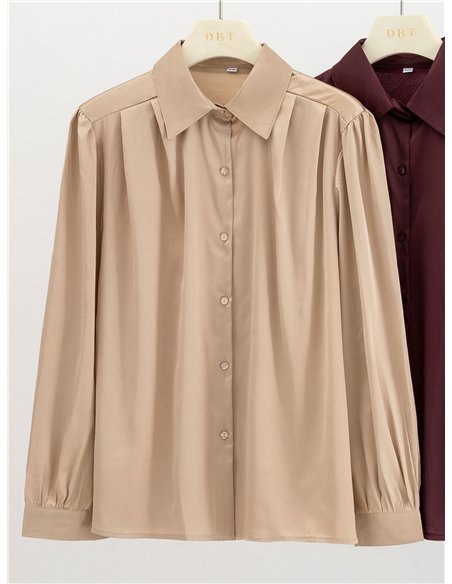Camisa efecto seda manga abullonada