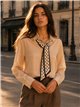 camicia con sciarpa a pois