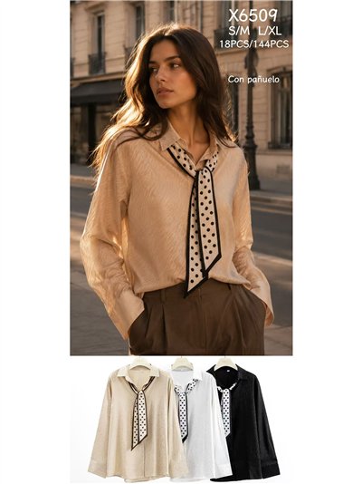 camicia con sciarpa a pois 2
