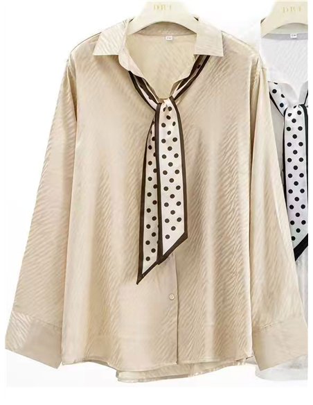 camicia con sciarpa a pois