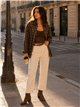 Conjunto camisa cuadros detalles efecto ante y top