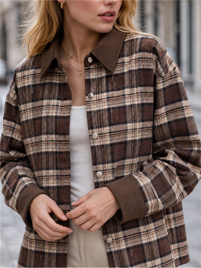 Camisa cuadros detalles efecto ante