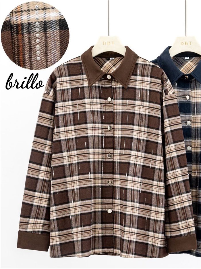 Camisa cuadros detalles efecto ante