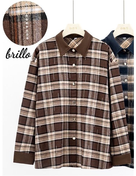 Camisa cuadros detalles efecto ante