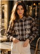 Camicia a quadri con ricami floreali
